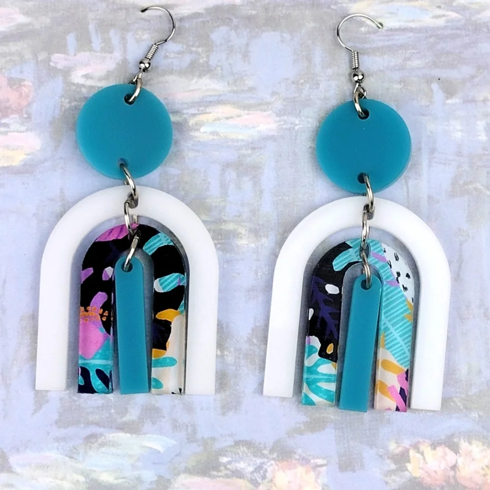 Turquoise Art Deco Earrings - Picture 1 of 2
